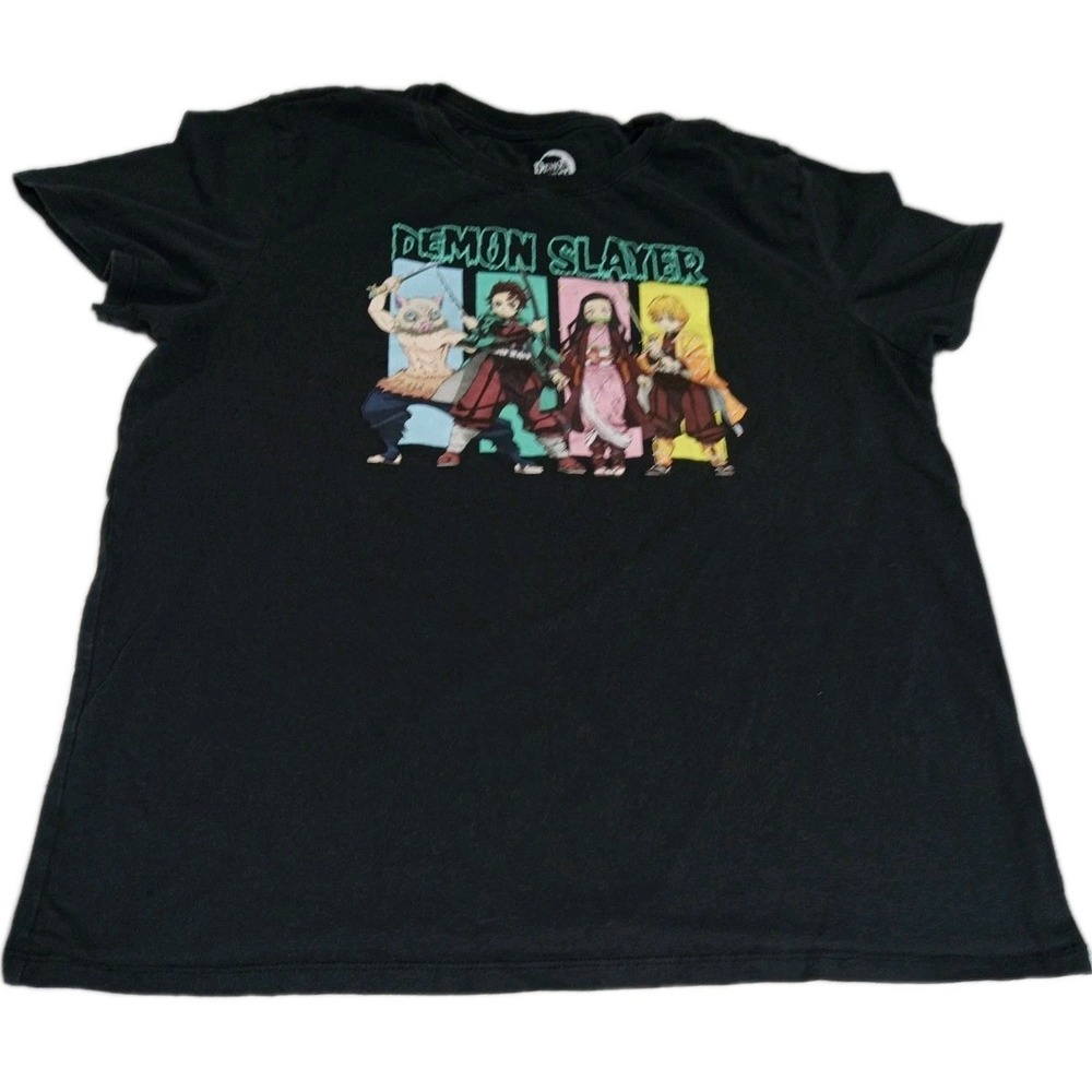 Anime Demon Slayer: Kimetsu no Yaiba Graphic T Shirt‎ Mens Large Black Tanjiro